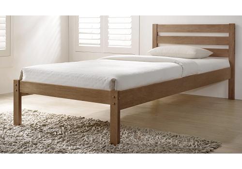 3ft Single Eko. Oak finish wood bed frame with low foot end. 1